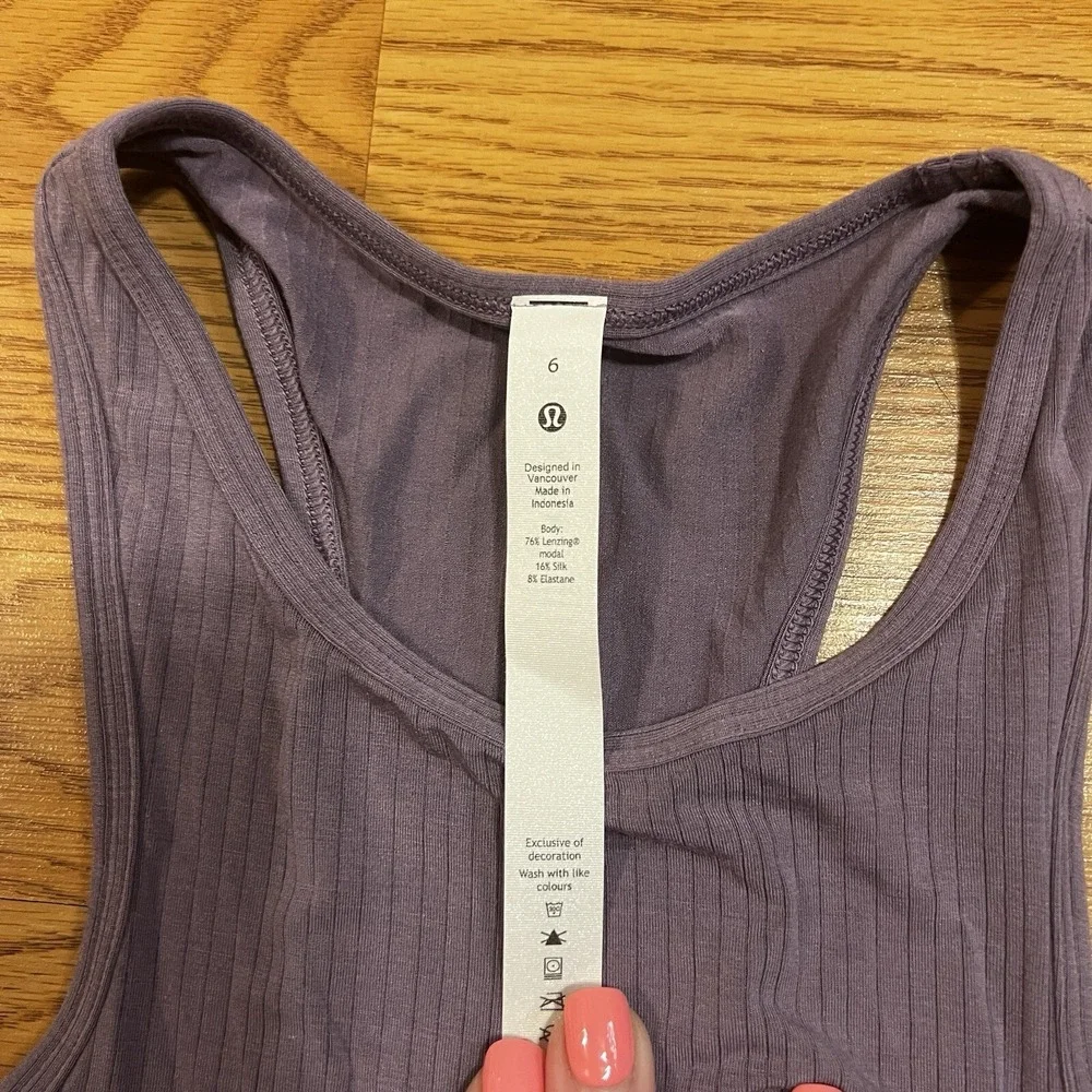 Lululemon Double-Strap Yoga Tank Top Purple Size 6 New Modal Silk - Picture 2 of 5